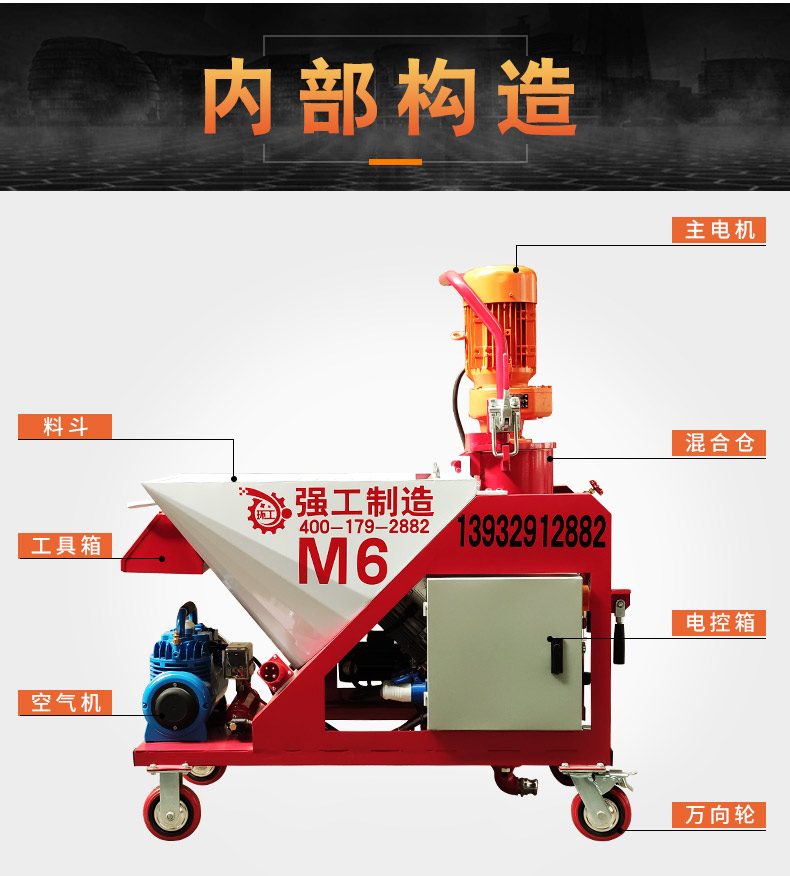 干粉砂漿石膏噴涂機(jī) 全自動(dòng)石膏噴涂機(jī)廠家 質(zhì)保一年