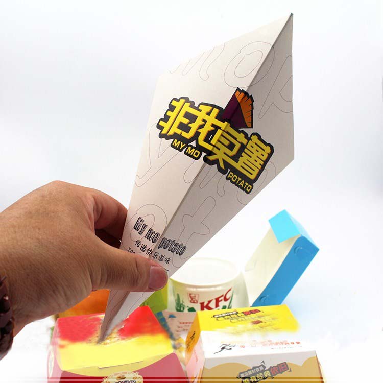 薯?xiàng)l盒包裝 薯?xiàng)l打包袋 小吃薯?xiàng)l盒子  包郵三角形錐形 一次性紙盒