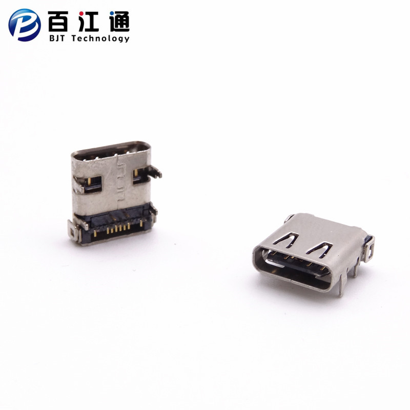 USB3.1cF    trype-c14P母座    板上卧式前插后贴  7DIP+7SMT   四脚插板带凸包图片