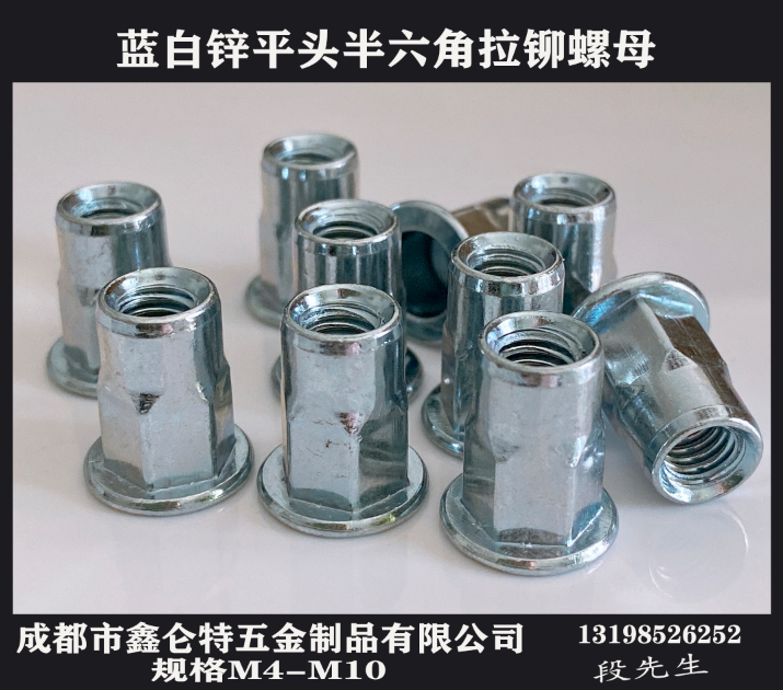 平頭半六角拉鉚螺母圖片