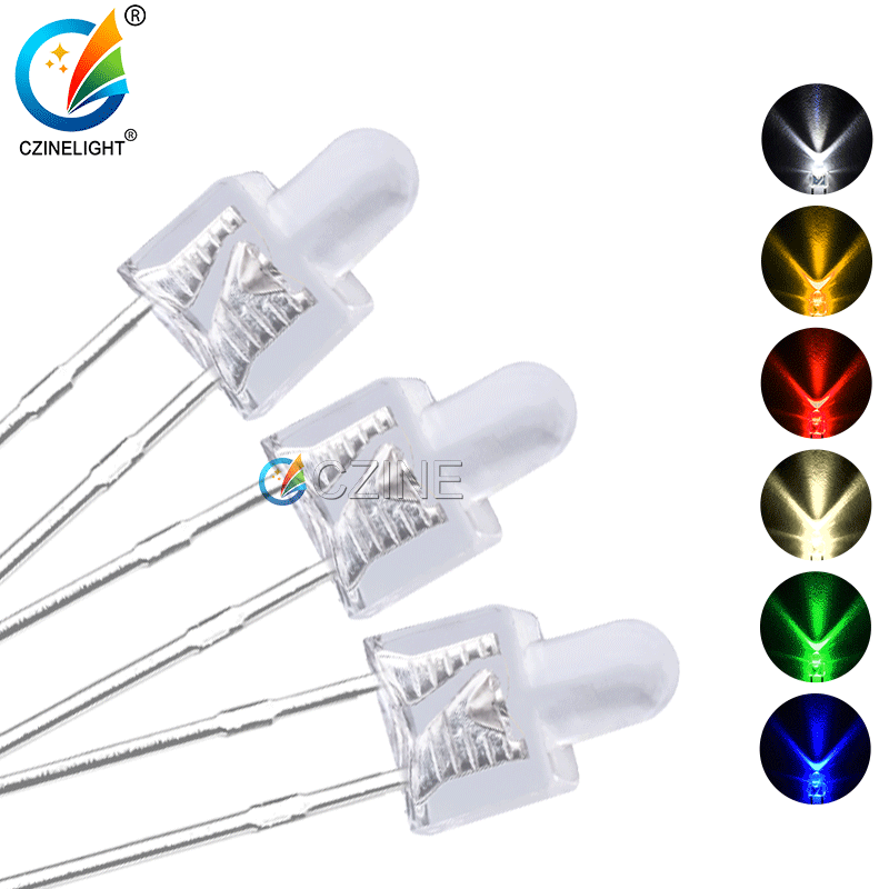 F2/2mm led燈珠發(fā)光二極管 白發(fā)白白發(fā)藍(lán)白發(fā)翠綠奶嘴長腳方片直插發(fā)光二極管工廠直銷