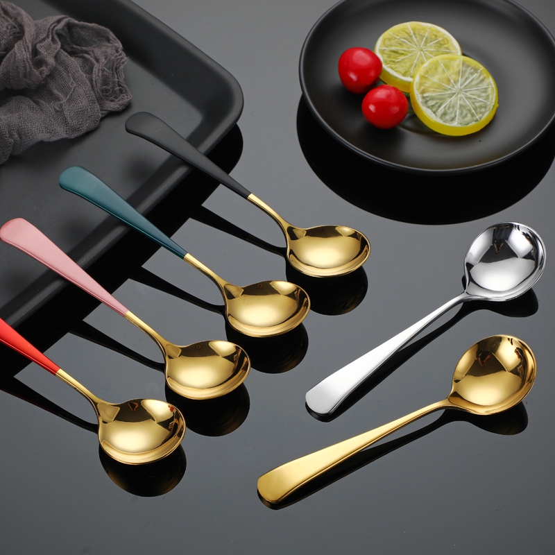 spoon網(wǎng)紅圓頭勺304不銹鋼加厚湯咖啡餐勺調(diào)羹甜品水果禮品鈦金勺 304不銹鋼網(wǎng)紅勺