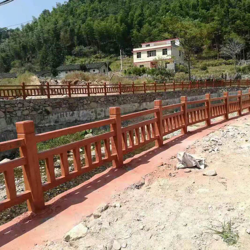 广东清远仿木护栏混凝土制做栏杆防木栏杆景区河道水泥防护栏成品热销图片