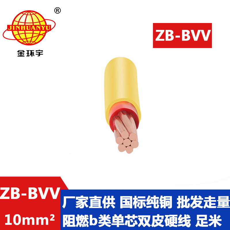 金环宇电线 阻燃电线ZB-BVV 10平方 硬线 bvv电线