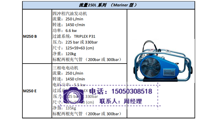 苏州市MARINER-250空气压缩机厂家供应商 德国宝华MARINER-250空气压缩机 空气呼吸器充气机