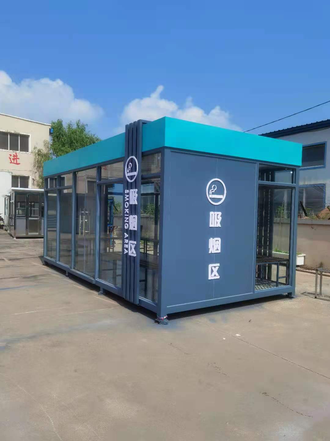 吉林長春小區(qū)崗?fù)S家-定制戶外吸煙室，值班站臺，門衛(wèi)活動房