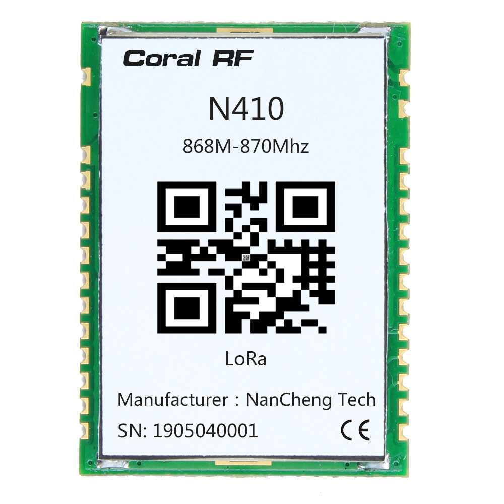 SX1272低功耗大功率串口小體積遠(yuǎn)距離窄帶spi模塊868MHz N410AS-868M