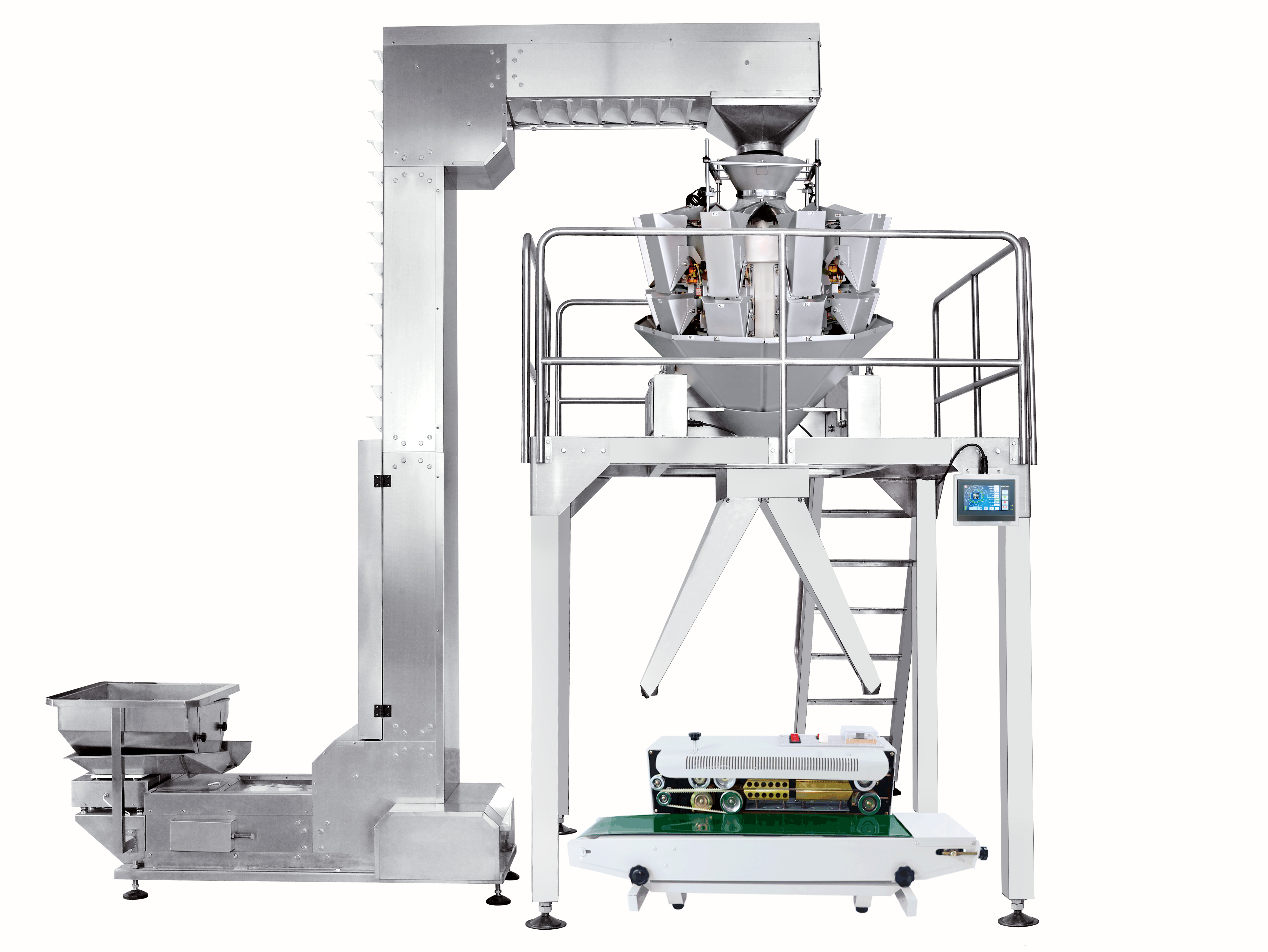 电脑多头秤厂家人工装袋输送带盒装包装流水线半自动人工接料计量包装系统图片