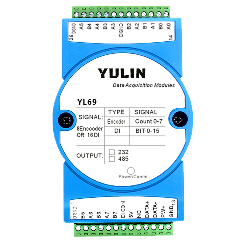 8路编码器脉冲计数器或16路DI高速计数器，Modbus RTU模块 YL69图片