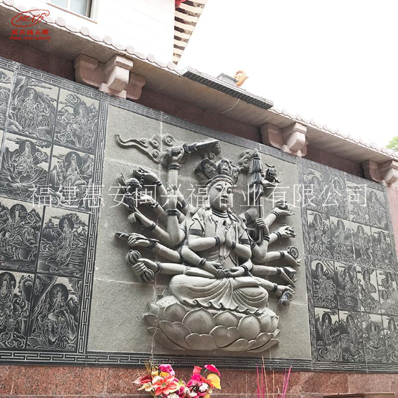 石雕壁画户外古建影壁墙人物雕刻壁画青石浮雕佛像文化墙摆件图片