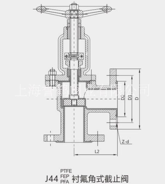 J44F46手动衬氟角式截止阀 碳钢 不锈钢图片