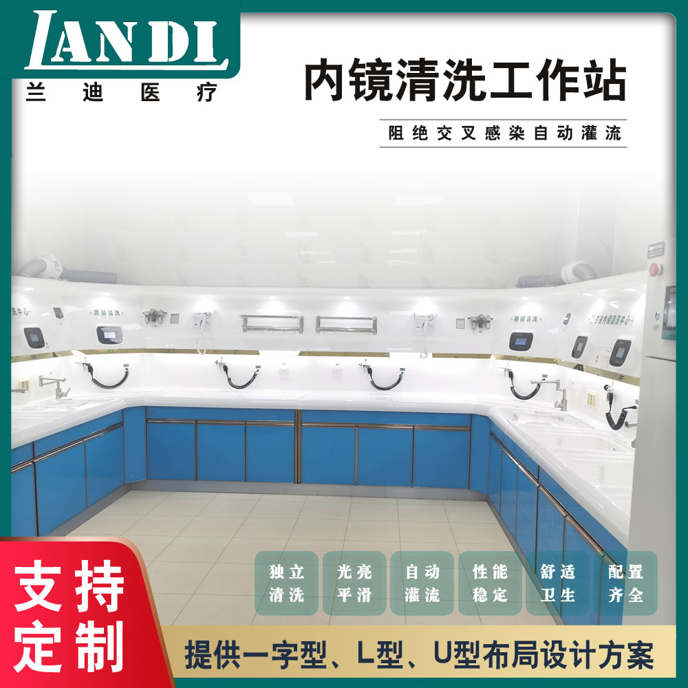 胃镜一体化清洗工作站 兰迪供应室清洗工作站 肠镜清洗工作站厂家图片