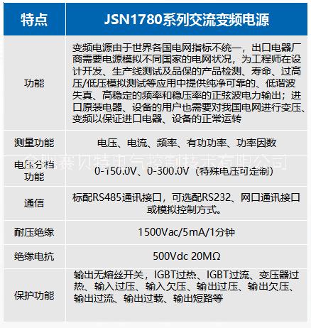 合肥市合肥赛贝特JSN1780系列交流变频电源厂家专业电源生产商合肥赛贝特JSN1780系列交流变频电源