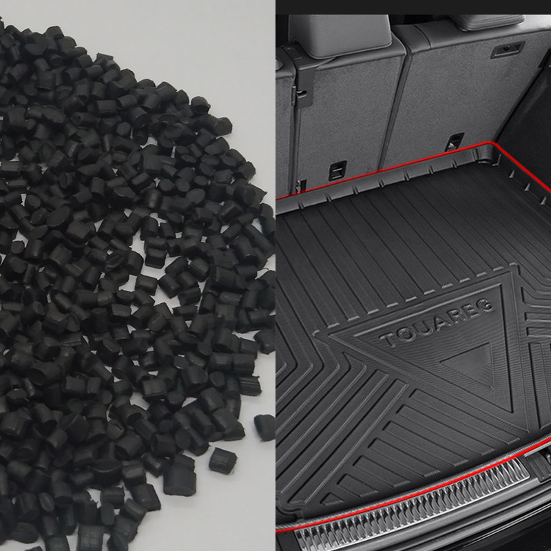 PCR TPE黑色料消費后回收的海洋塑料GRS認證用于汽車腳墊地墊