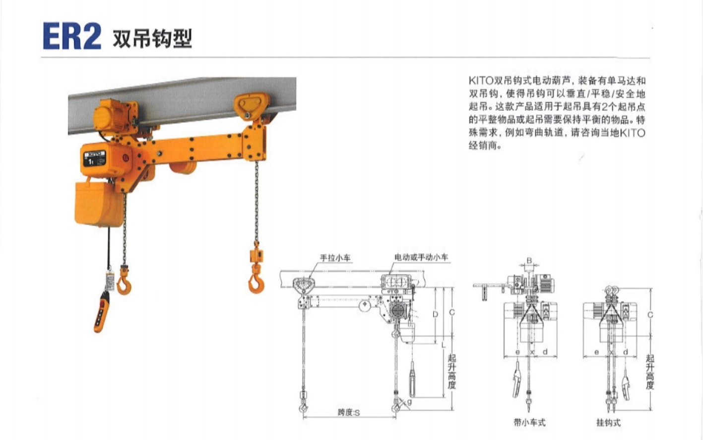 KITO双吊钩式电动葫芦图片