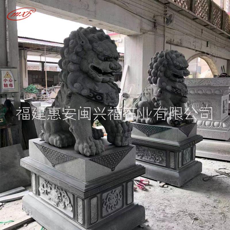 花崗巖石獅子別墅庭院擺件石雕獅子墓地小石頭獅子廠家