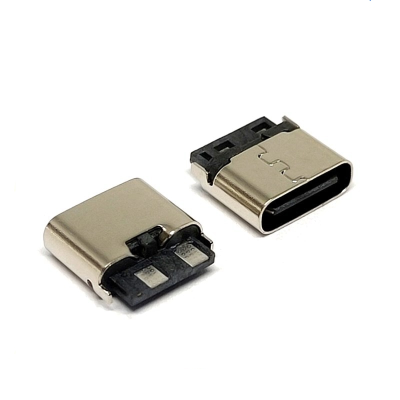 USB3.1连接器 焊线式Type-C 2Pin母座  舌片不露铜 焊盘加宽 大电流