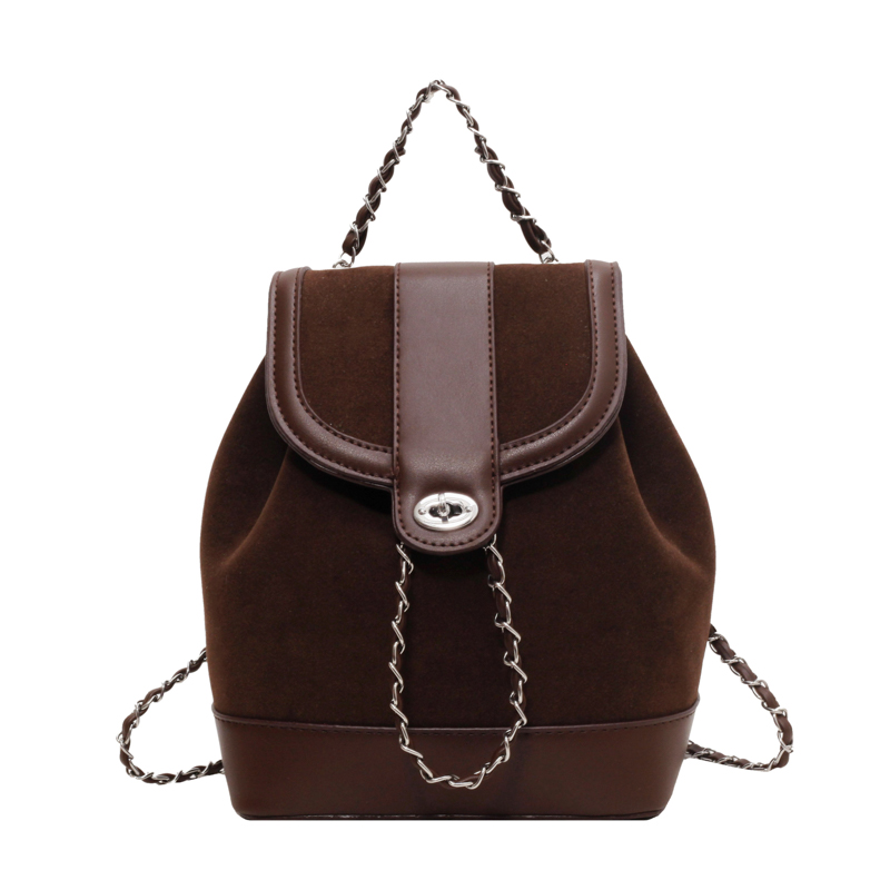 復(fù)古鏈條雙肩包簡(jiǎn)約時(shí)尚背包新款時(shí)尚休閑包學(xué)院風(fēng)磨砂潮搭水桶包