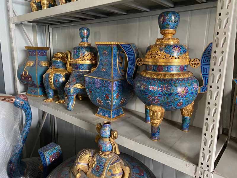 景泰藍(lán)工藝品加工定制紫銅胎高溫?zé)贫摄~胎掐絲琺瑯工藝品純手工制作  北京景泰藍(lán)裝飾品擺件