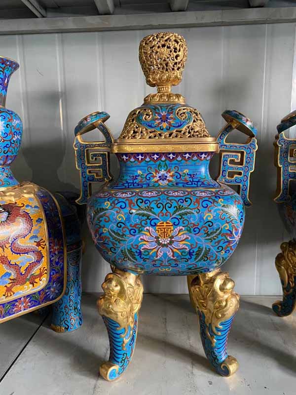 景泰藍(lán)工藝品加工定制紫銅胎高溫?zé)贫摄~胎掐絲琺瑯工藝品純手工制作景泰藍(lán)擺件