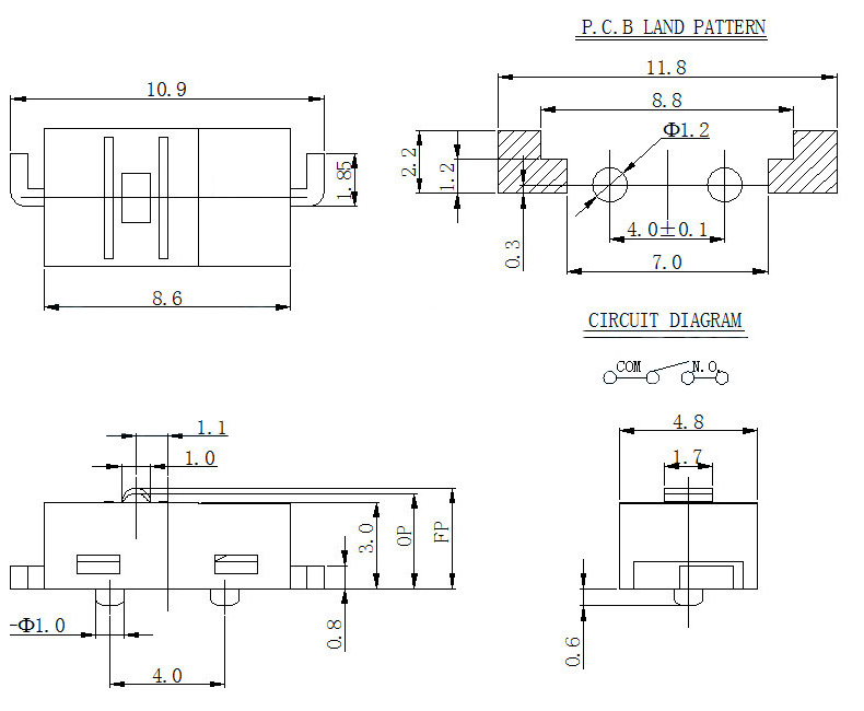 8.6*4.8*3超小型微動(dòng)開(kāi)關(guān)醫(yī)療器械信號(hào)檢測(cè)電動(dòng)工具限位開(kāi)關(guān)