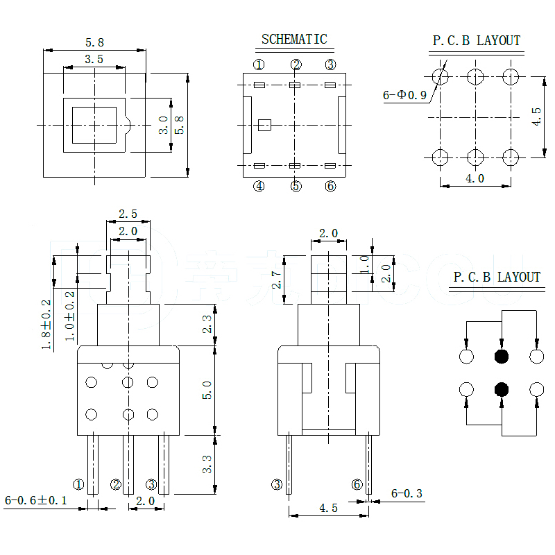 5.8*5.8*10立式不帶鎖開(kāi)關(guān)電動(dòng)工具智能鎖醫(yī)療電子開(kāi)關(guān)
