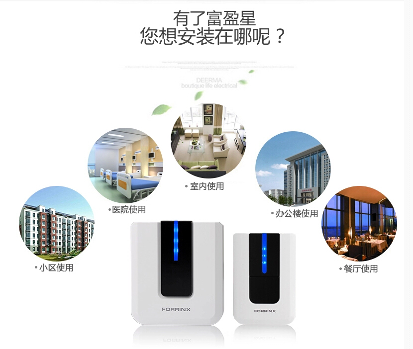 供應富盈星無線遠距離交流一拖一門鈴 無線門鈴 家用無線門鈴 音樂門鈴