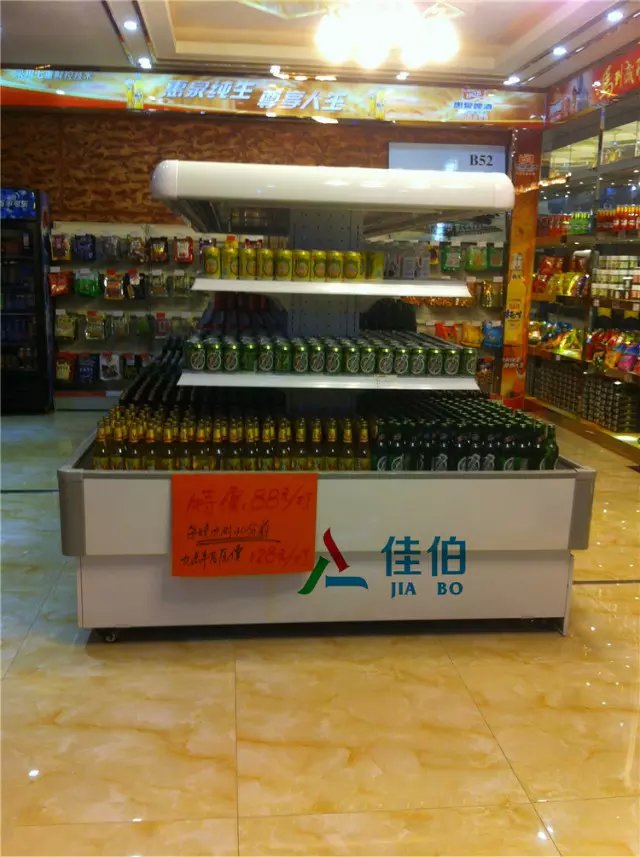 供應(yīng)河南哪里有賣環(huán)形風(fēng)幕柜的 環(huán)島柜定做 水果蔬菜保鮮冷柜