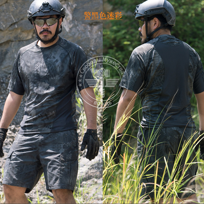 供應(yīng)用于酋長正品的酋長新品蟒紋迷彩運動型速干短袖/戰(zhàn)術(shù)T恤/迷彩短T