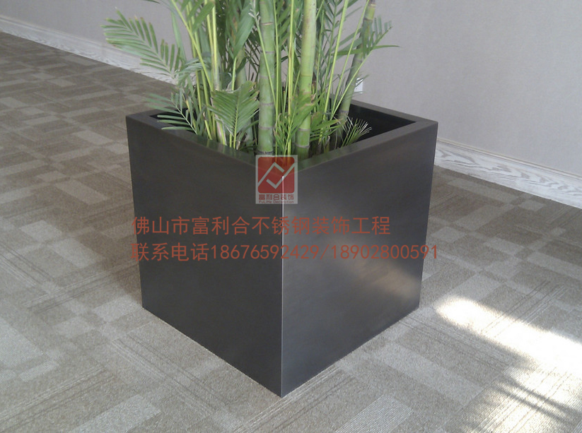 山西不銹鋼裝飾花盆定做，圓形不銹鋼花盆