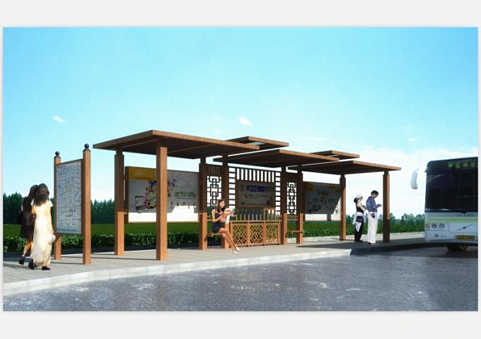 供應(yīng)宿遷遠(yuǎn)圖仿古公交站臺(tái) 古典候車(chē)亭 滾動(dòng)換畫(huà)燈箱生產(chǎn)制作