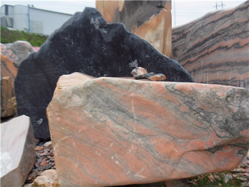 供應(yīng)南陽(yáng)晚霞紅景觀石大門牌石