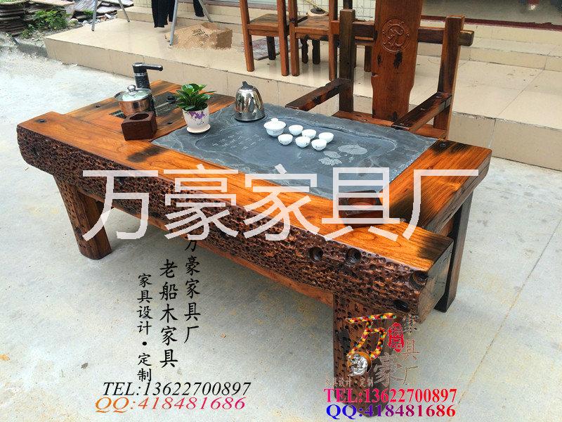 供應(yīng)用于家具的老船木家具 枕木茶臺(tái)實(shí)木仿古茶臺(tái)龍骨茶桌