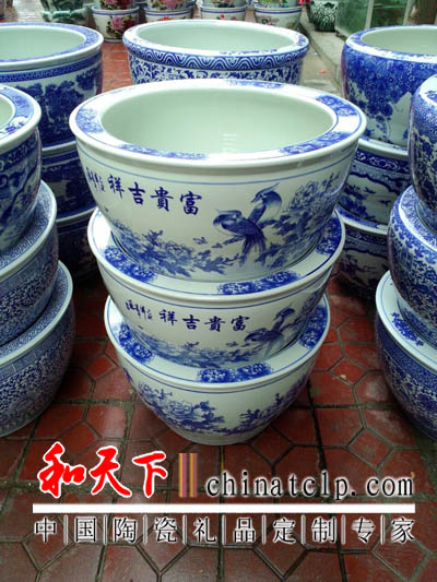 供應(yīng)用于一路連科陶瓷|陶瓷花鳥缸 的酒店門口擺設(shè)大缸 家居裝飾品大缸