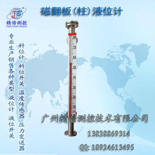 供應(yīng)側(cè)裝不銹鋼翻板式磁性浮球液位計(jì) DN20法蘭型磁翻柱雙色顯示水位計(jì)廠家
