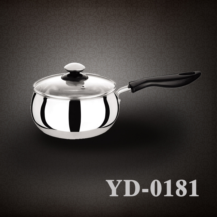 供應(yīng)彩塘不銹鋼復(fù)底明珠奶鍋14CM批