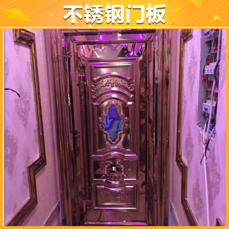 供應(yīng)廣東不銹鋼門 不銹鋼門板 ktv包房玻璃大門 酒店隔音防火夜場門 玫瑰金包房門定制