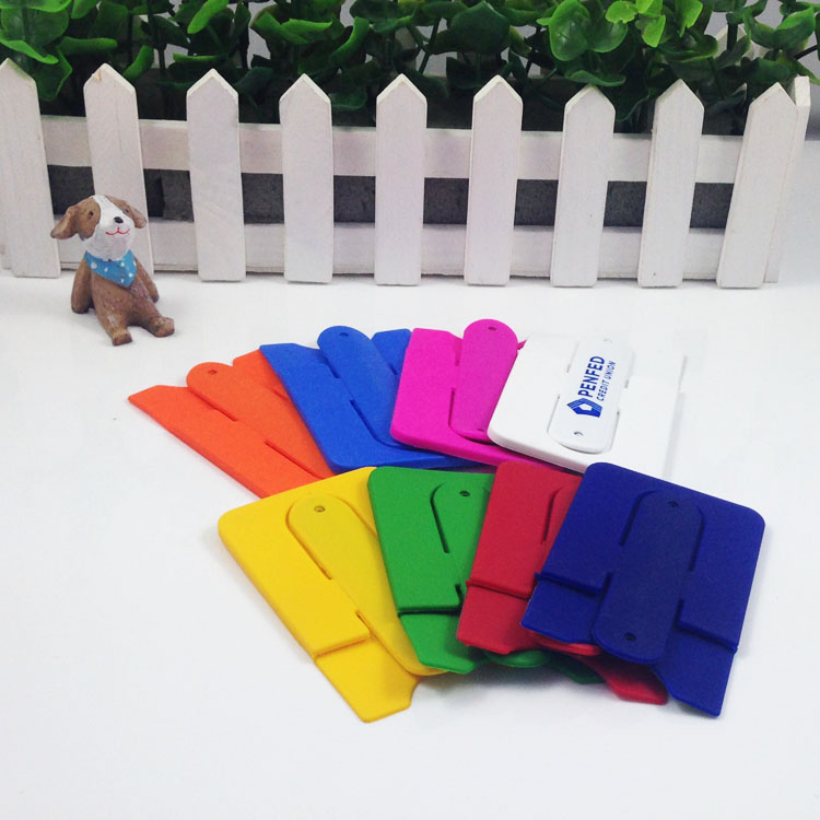 背面插卡放錢 硅膠懶人支架卡套 多色現(xiàn)貨 硅膠立體卡套支架貼