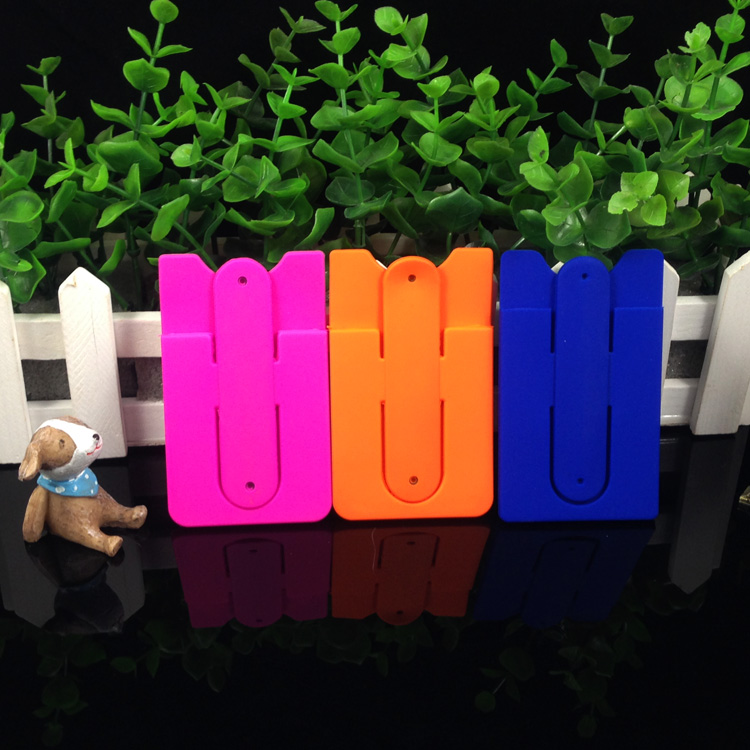 背面插卡放錢 硅膠懶人支架卡套 多色現(xiàn)貨 硅膠立體卡套支架貼