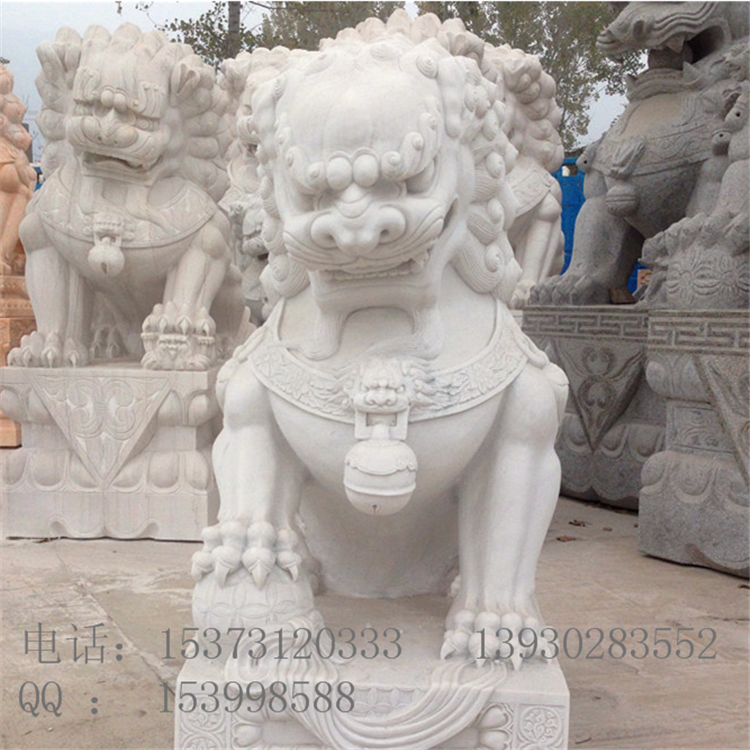 供應(yīng)供應(yīng)河北曲陽(yáng)漢白玉石麒麟，園林古建麒麟專業(yè)定制報(bào)價(jià)