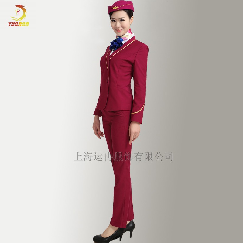 供應(yīng)航空學(xué)院新款南航空姐服套裝*空姐制服紅色航空服職業(yè)裝專業(yè)定制