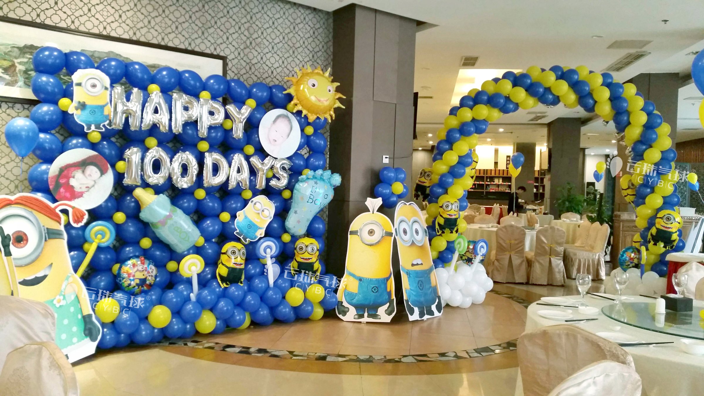 供應(yīng)小黃人氣球造型/成都?xì)馇虬偃昭?主題寶寶宴氣球裝飾/氣球裝飾造型