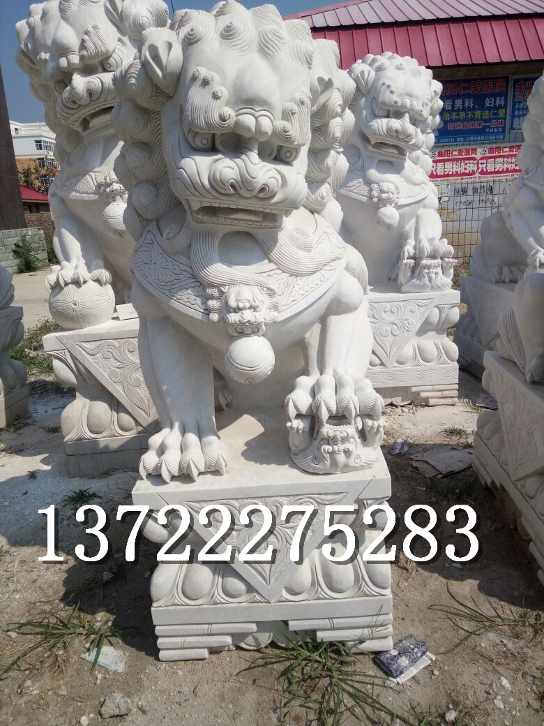 供應(yīng)曲陽石雕石獅子一對 石頭雕刻獅子