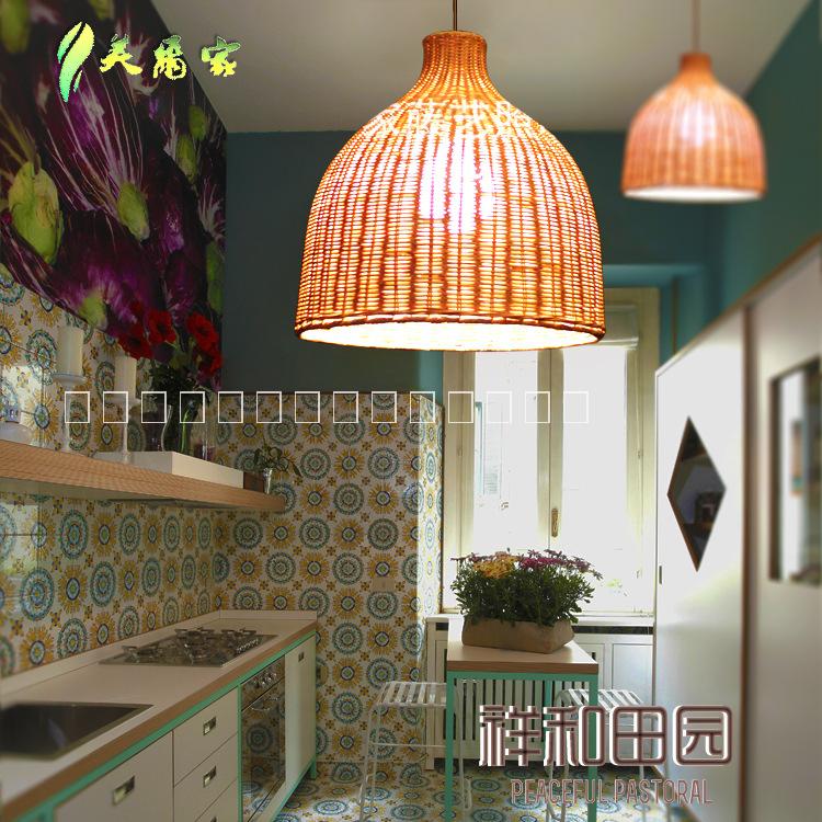 現(xiàn)代創(chuàng)意簡約藤編吊燈，藤藝吊燈 現(xiàn)代中式家居酒店燈飾