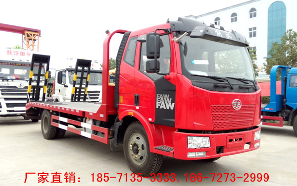 供應(yīng)解放J6單橋挖機平板運輸車 工程機械運輸車