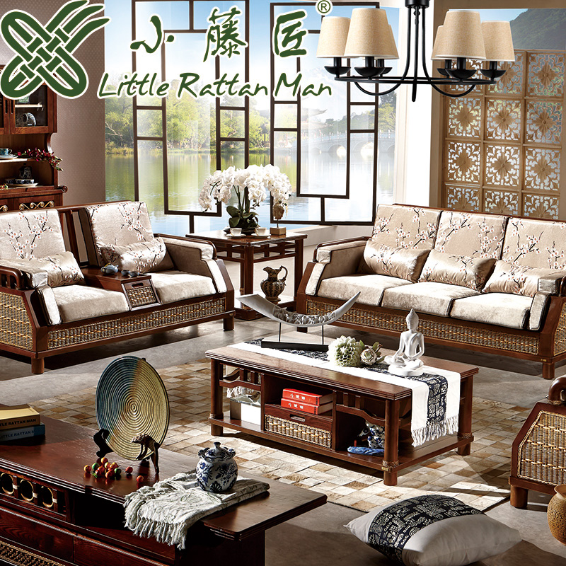 供應(yīng)藤編沙發(fā) 小藤匠明清雅韻D款沙發(fā) 藤家具廠家直銷