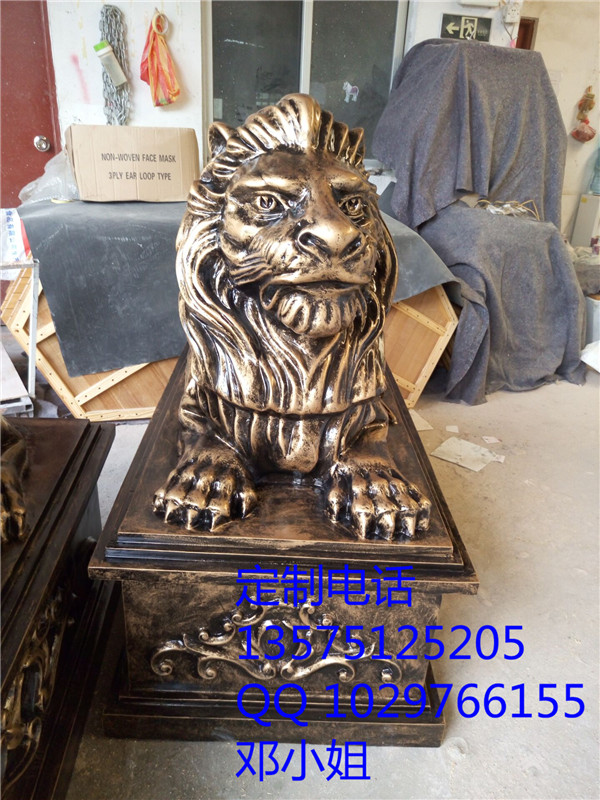供應(yīng)酒店大廈*招財(cái)獅雕塑*獅擺件辟邪鎮(zhèn)宅玻璃鋼獅子樹(shù)脂仿銅獅子雕塑