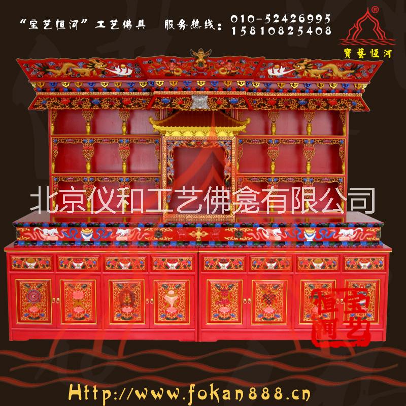 供應3米單排抽藏彩式佛龕/寶藝恒河香樟木