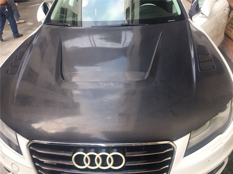 奧迪A7S7改裝RS7寬體大包圍碳纖維機(jī)蓋引擎蓋后唇排氣管