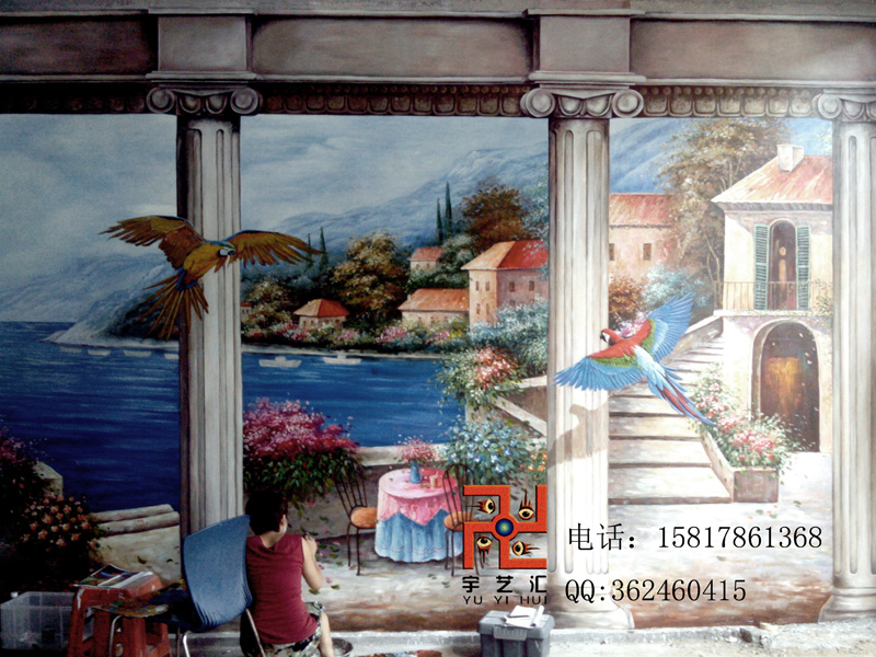 供應(yīng)廣州佛山酒窖咖啡廳壁畫3D手繪畫 廣州佛山壁畫手繪墻畫/墻體彩繪
